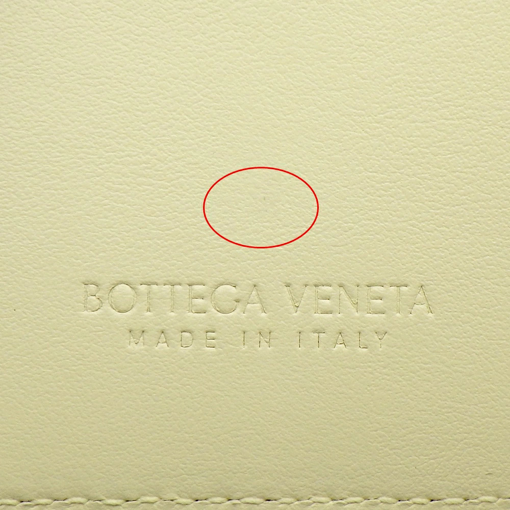 BOTTEGA VENETA Intrecciato Bi fold Zipper Wallet Yellow Leather Inner Outer